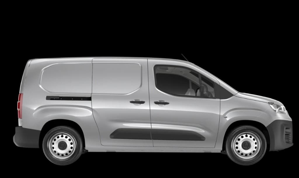 Silver Fiat Doblo style compact passenger van side profile