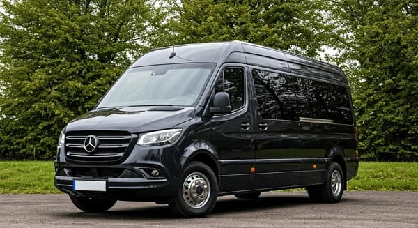 Black Mercedes-Benz Sprinter passenger van